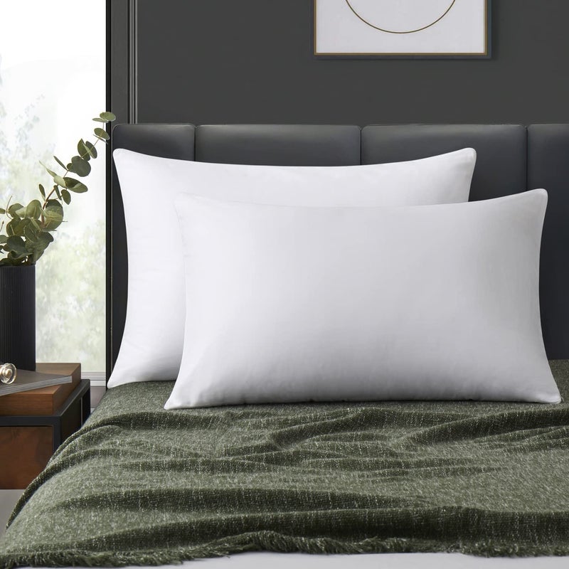 LOSAFEFE 100% Cotton Zippered Pillow Cases Standard Size Set of 2  Super Soft & Breathable Pillow Protectors with Zipper  White Pillow Case Covers 20x26 Inches - Image 1